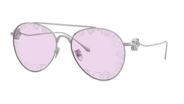 Lunettes aviator Giorgio Armani AR6167, collection Automne-Hiver 2024, avec verres roses et motifs floraux