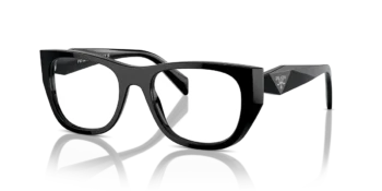Prada 2024 glasses with an angular black frame – Modern optical eyewear collection.