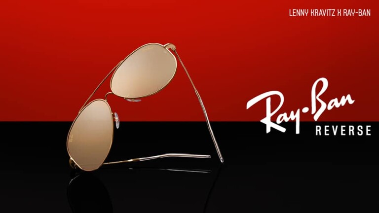 Gold-Plated Ray-Ban Aviator Glasses from the Reverse Collection 2024 in Collaboration with Lenny Kravitz - Limited Edition