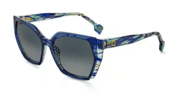Lunettes de soleil Etnia Barcelona modèle SYLYS-57S-BL avec monture marbrée bleue et verres dégradés.