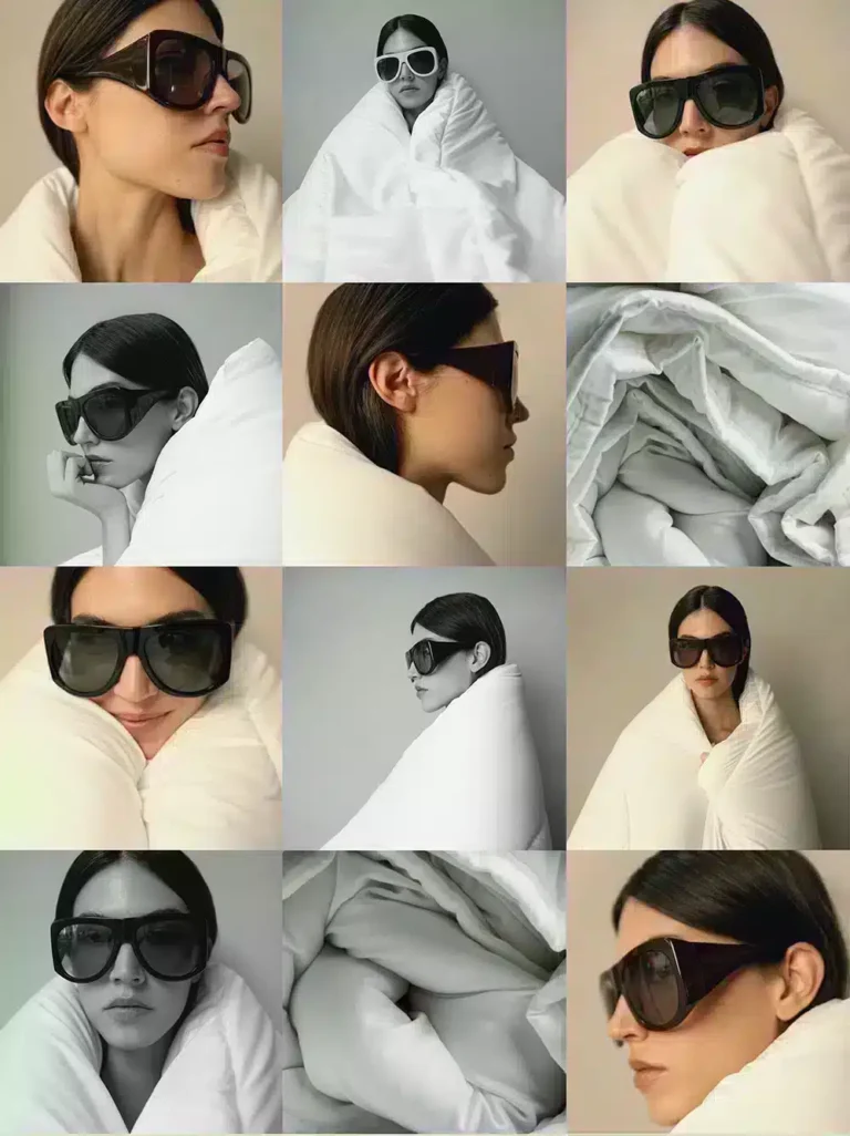 Lookbook KALEOS Mujer Primavera-Verano 2025, con gafas de sol modernas y elegantes.