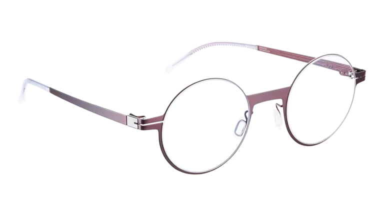 Lunettes rondes Astro 47O en bordeaux de lool eyewear, avec un design minimaliste et sophistiqué.