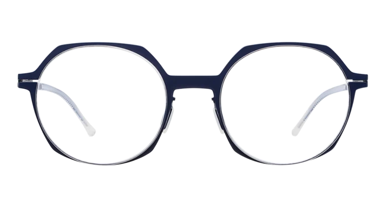 Nexus 50O round glasses in blue by lool eyewear, featuring a minimalist and timeless design