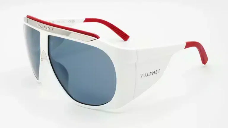 Lunettes Vuarnet Altitude 01 - Monture blanche, verres Blue Polar, conçues pour la protection et la performance en haute montagne.